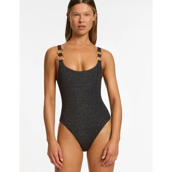 Tirari Nights One Piece Scoop Neck in Black 10 - Picture 1 of 4
